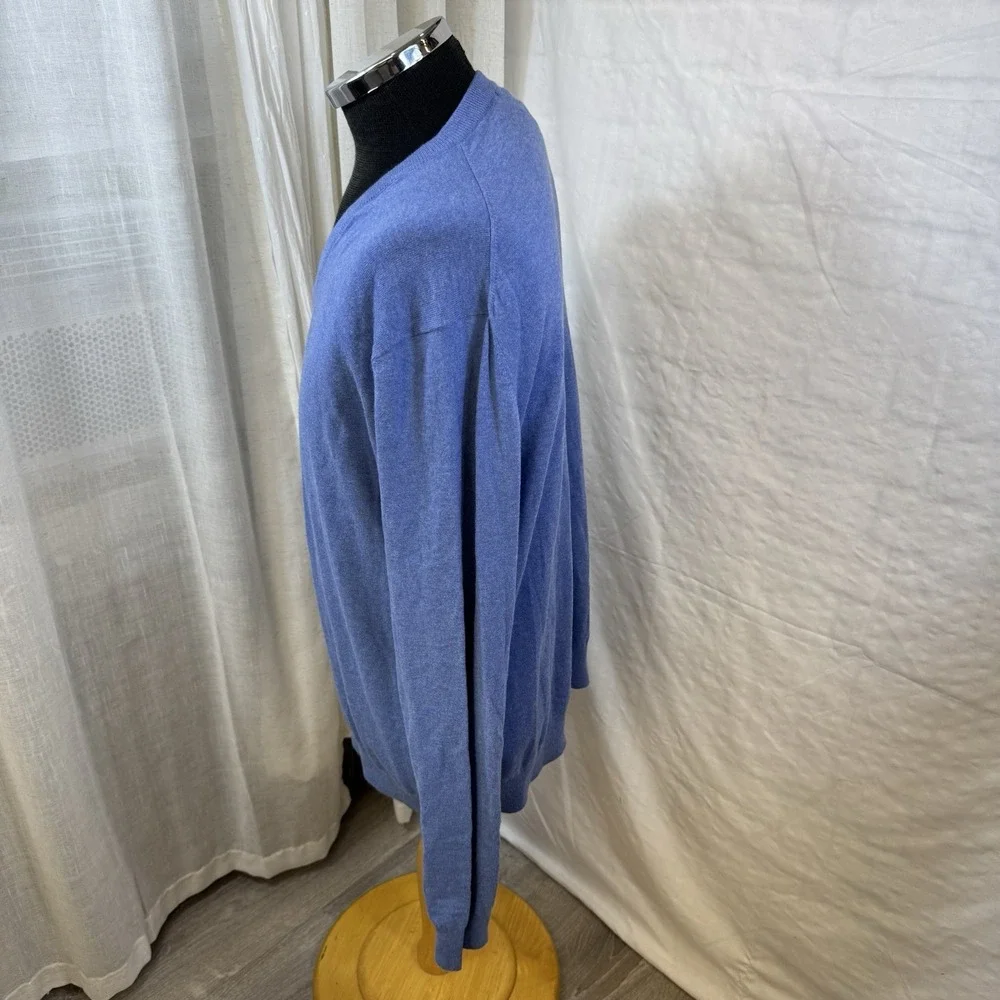 Brooks Brothers Red Fleece V Neck Mens XL Cotton Cashmere‎ Blue Pullover